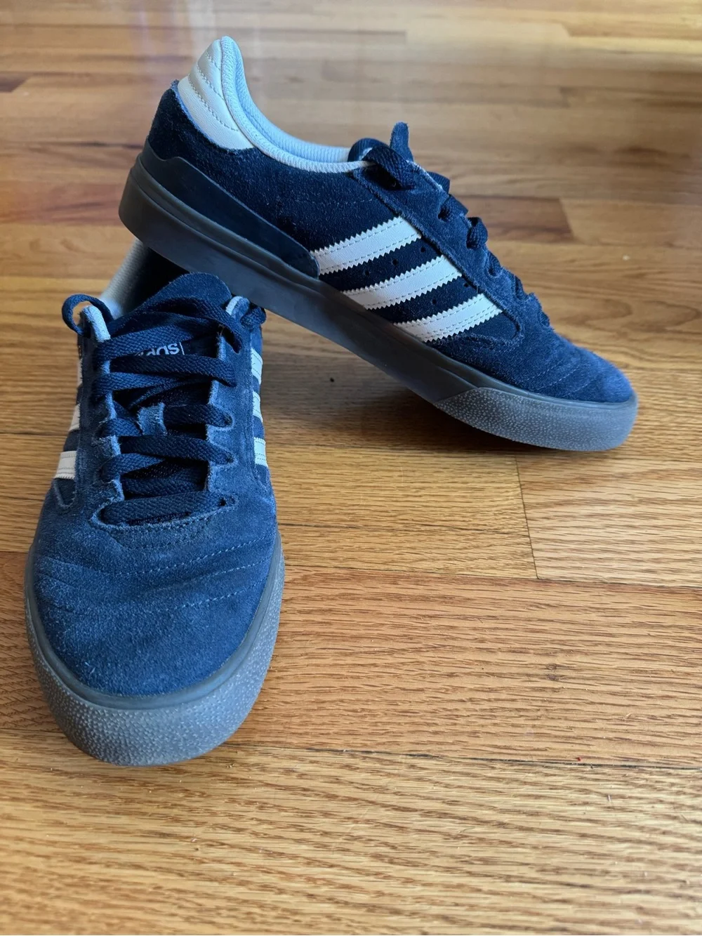 Adidas Busenitz Blue and White Suede Sneakers